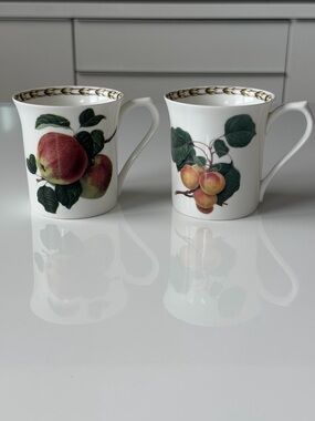 Queen’s Hooker’s Fruit Apple & Peach Fine Bone China Coffee Mugs - Set Of 2